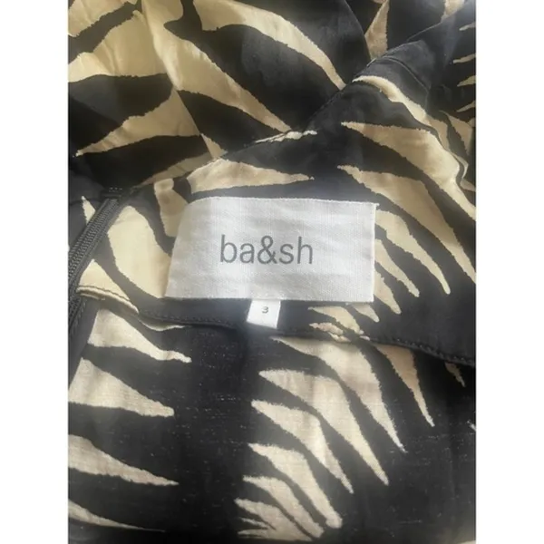 Ba&sh Black Tan Palm Leaf Twist Front V-Neck Mini Dress - Image 10