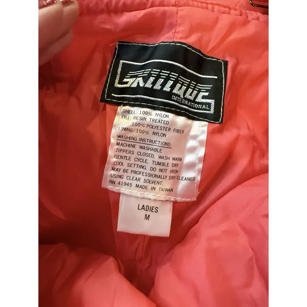 Vintage 80s-90s Skitique Pink/Orange Jacket And Ski Bib - Image 7