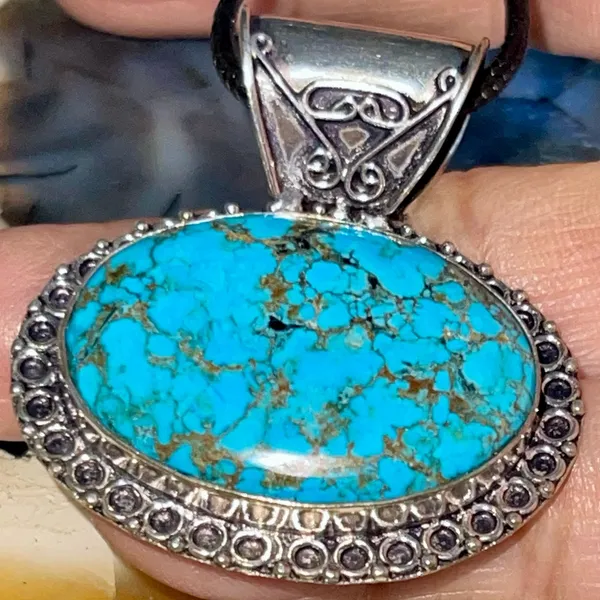 Blue Hubei Turquoise Pendant 1 1/2” - Image 5