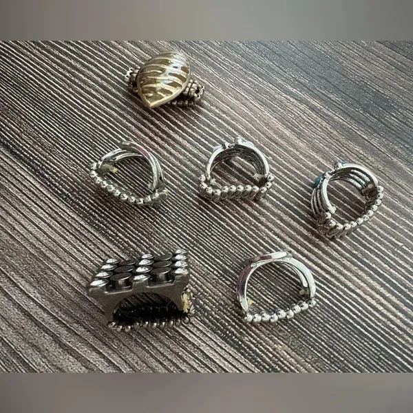 Vintage Adjustable Bulk Costume Statement Ring Lot 6 Silver - Image 4