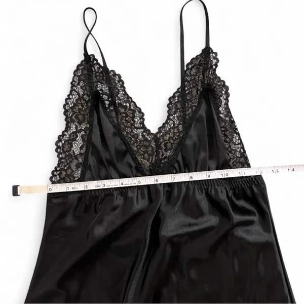 Black Floral Lace Babydoll Nightgown – Size S - Image 4