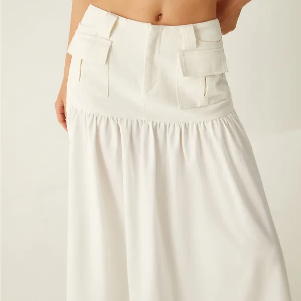 Commense Leisure Pockets Maxi Skirt size small White - Image 2