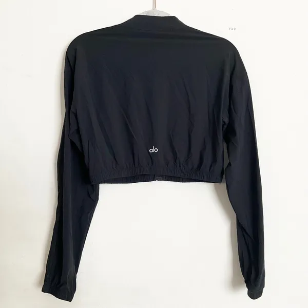 Alo Yoga Cropped Breezy Full-Zip Cover Up Black S - Image 6