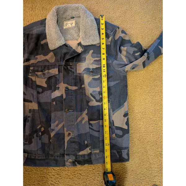 American Vintage Mens Camo Pockets Long Sleeve Collared Trucker Jacket Size L - Image 14