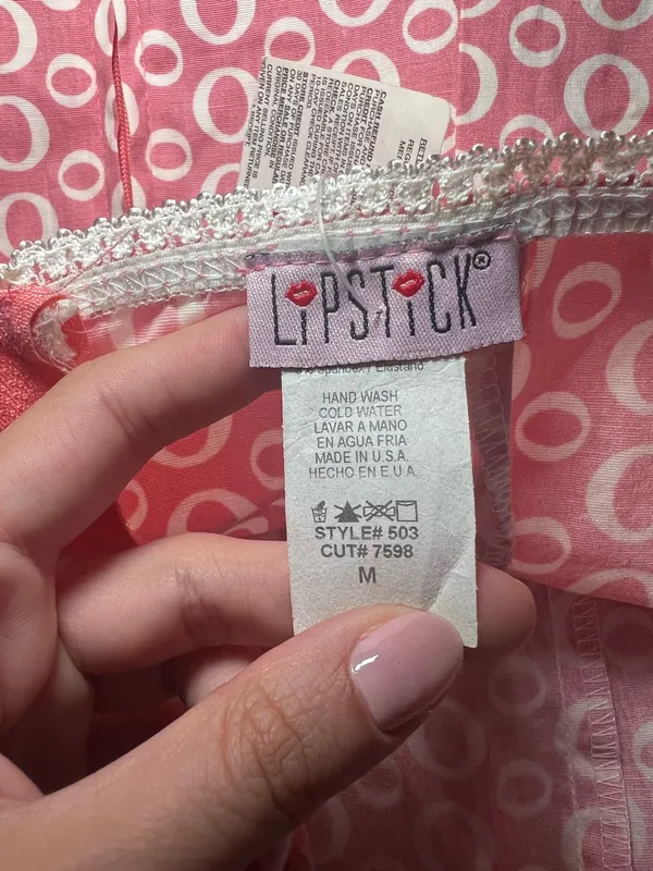 NWT Vintage 90s/Y2K Deadstock Strapless Pink and White Dress Size Medium - Image 6