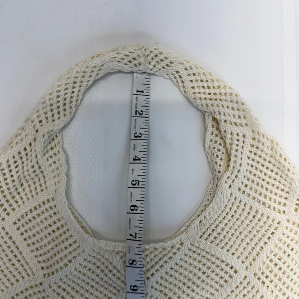 Crochet Mesh Hobo Tote Bag Ivory Cream Knit Beach Bag Boho Summer Shoulder NEW - Image 3