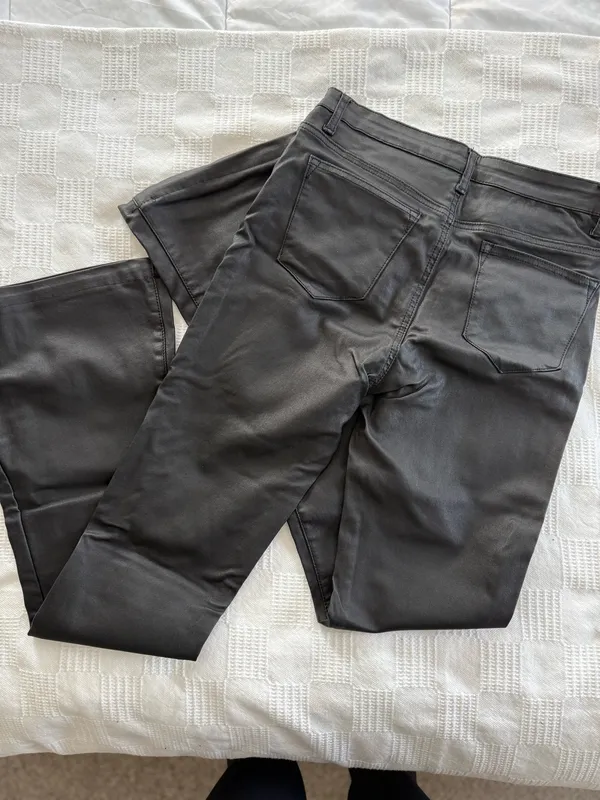 Edikted Luna Faux Leather Flare Jeans - Image 3