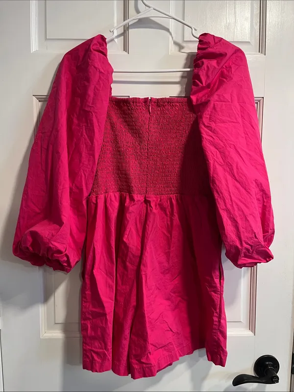 Mare mare x Anthropologie Hot Pink Puff Sleeve Romper Size XS - Image 6