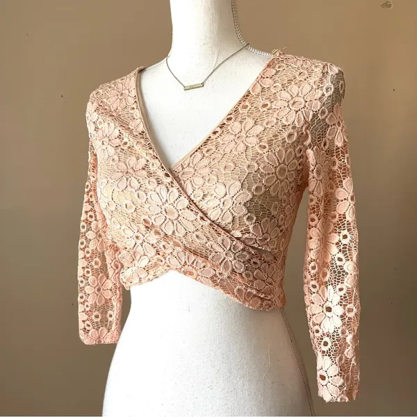 JASMINE | Pink Lace Crop Top Sz M - Image 4