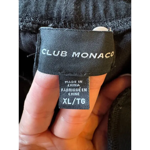 Club Monaco Pants Women‎ XL Black Space Dye Tie Waist Sweat Pants Athleisure - Image 7