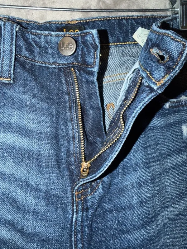 Lee High Rise Wide Leg Distressed Denim Jeans Blue - Image 8