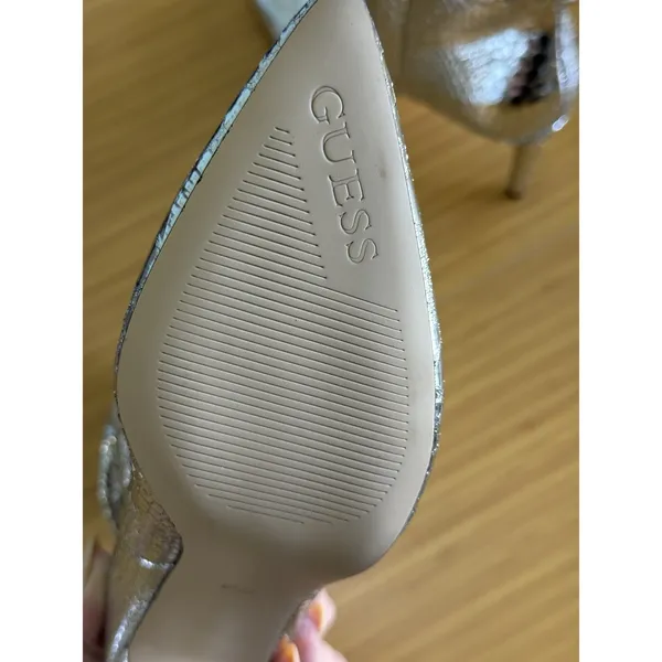 GUESS Benisa Boot Womens 6.5 M Silver Croc Stiletto Heel Western NWOT Slouchy - Image 10