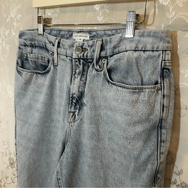 Good American Good Straight Light Wash Distressed Jeans Size 6 28 GCC00859T - Image 4