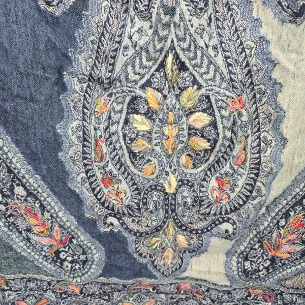 Coldwater Creek Blue‎ Embroidered Pashmina Floral Paisley Wrap Shawl Scarf OS - Image 5