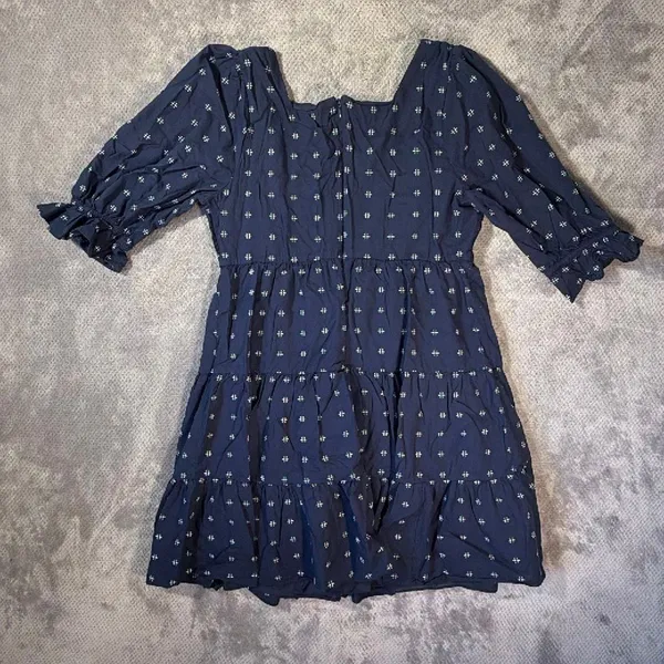 Madewell Square-Neck Puff-Sleeve Tiered Mini Babydoll Dress Size 10 100% Cotton - Image 10