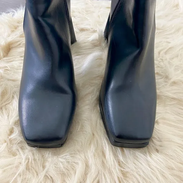 NY & Company New Yolana Triangle Heel Square Toe Platform High Heel Ankle Boots - Image 3