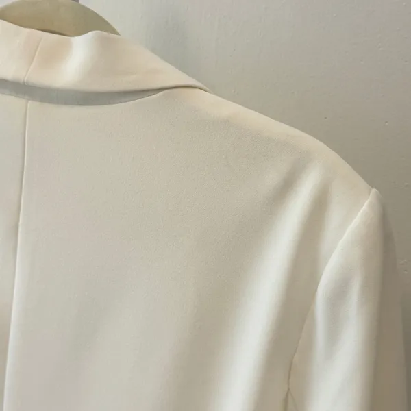 Anne Klein Ivory White 3/4 Sleeve Shawl Collar Open Front Blazer Jacket Large - Image 8