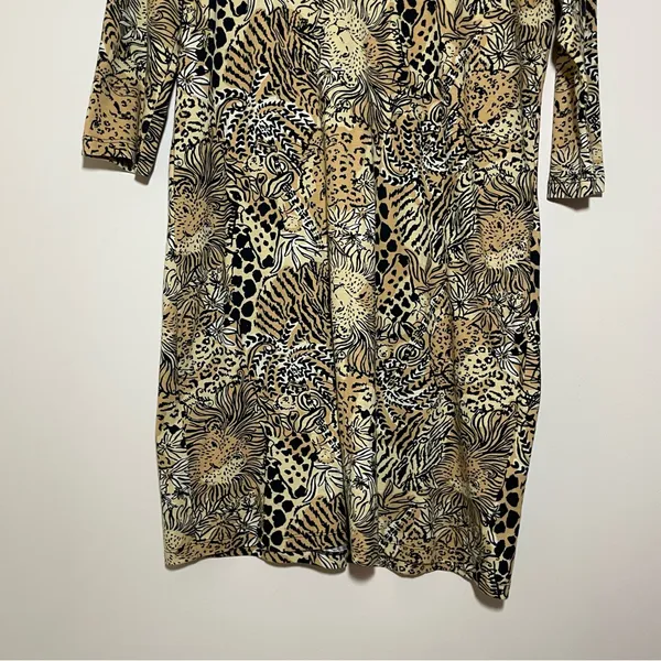 Lilly Pulitzer Tessa 3/4 Sleeve V-Neck Dress Rattan Walk On The Wild Side - Image 4