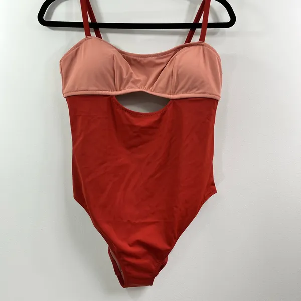 Adore me Womens swimsuit one piece two tone keyhole Colorblock L new - Image 2