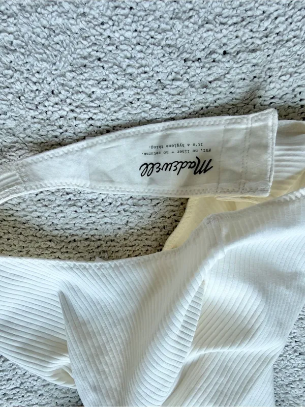 Madewell Crewneck Thong Bodysuit in Sleekhold Small NEW Lighthouse White - Image 8