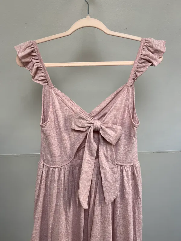 Heather Pink Soft Cotton Sweetheart Boho Maxi Dress - Image 4