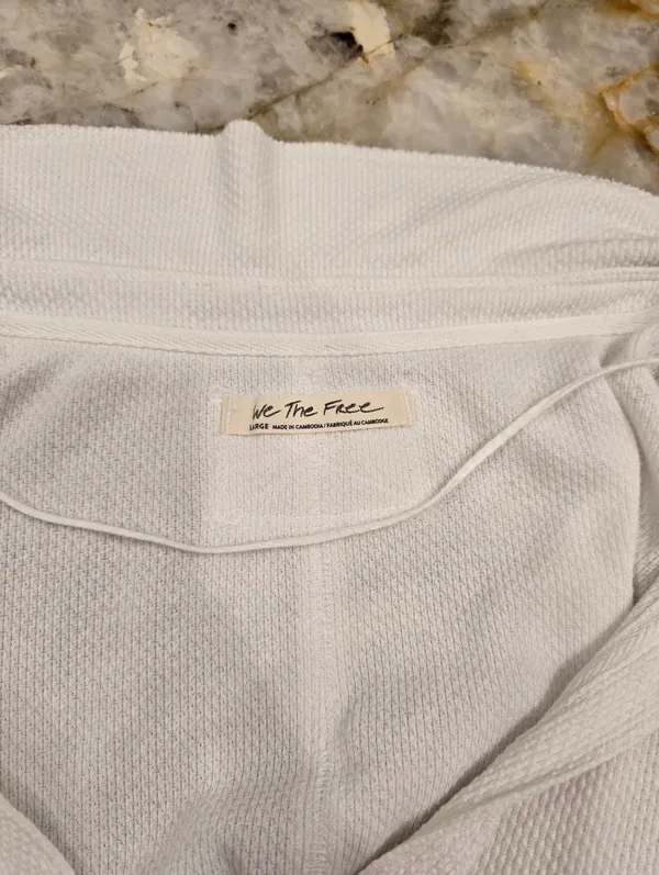 Free People collared v-neck sweater in ecru Large - Image 6