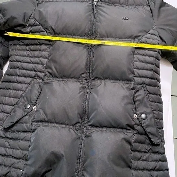 Lacoste Quilted Down Puffer Jacket Black Full Zip Snap Pockets Size 40 M - Image 7