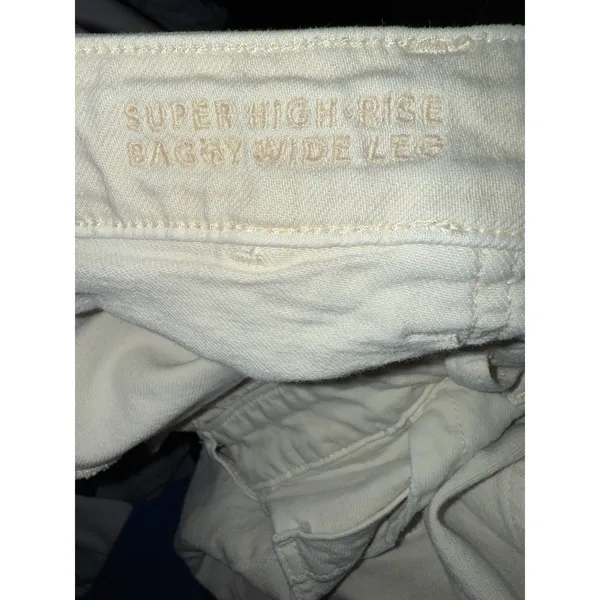 American Eagle AE Women's 14 Super High Rise Baggy Wide Leg Pant Stretch‎ Cream - Image 6