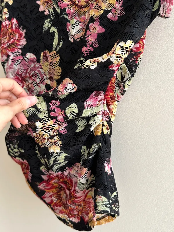 AFRM Los Angeles Lacey Black Floral Lace Two-Piece Midi Dress Set, Size S/M - Image 6