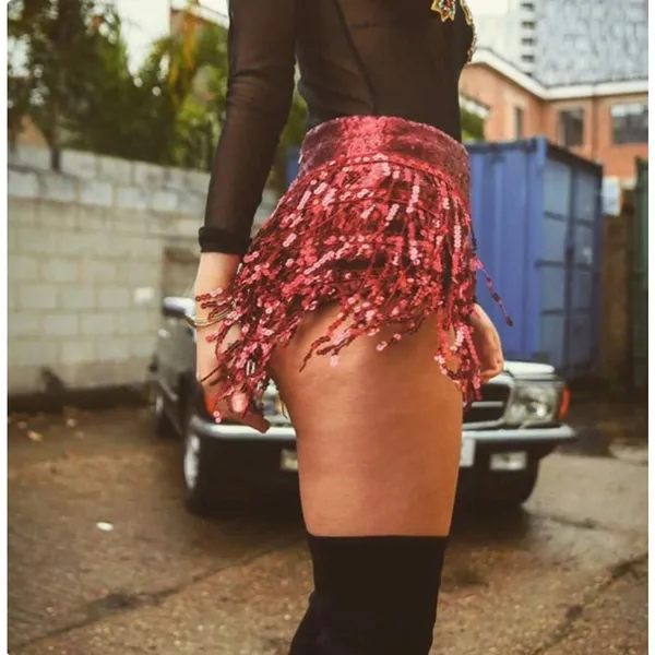 Yollmart Sequins Tassel Skort Red Size XL - Image 3