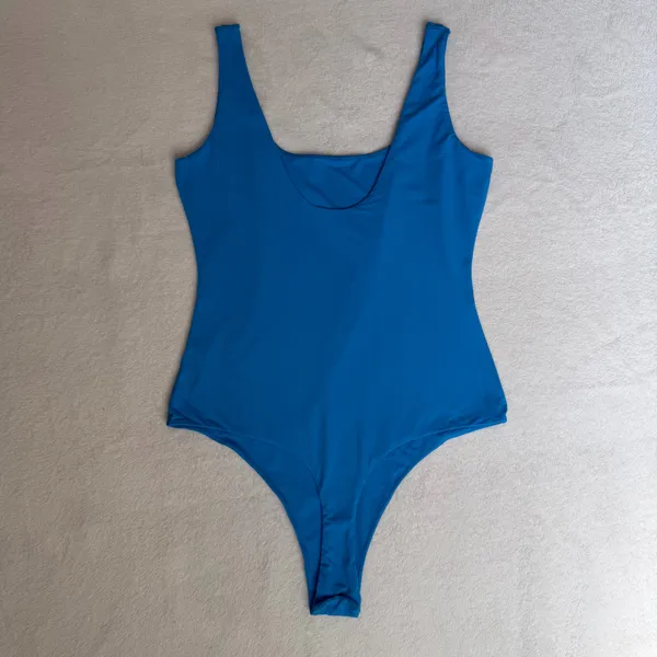 Women's Scoop Neck Blue Stretch Pumiey Bodysuit - Image 2