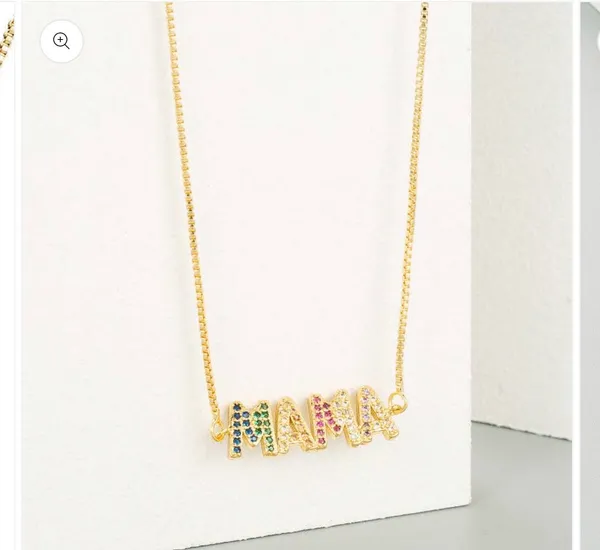 MAMA Zircon Chain Necklace Gold - Image 4