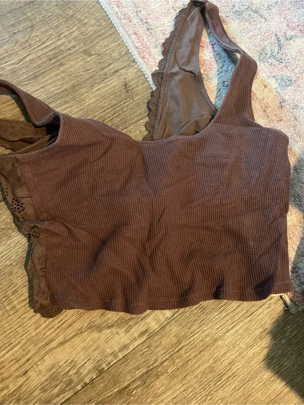 Aerie Brown Lace Crop Tank Top - Women - Image 9