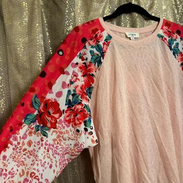 Umgee Pink Spring Blouson Long Sleeve Linen Blend Blouse M NWT - Image 3
