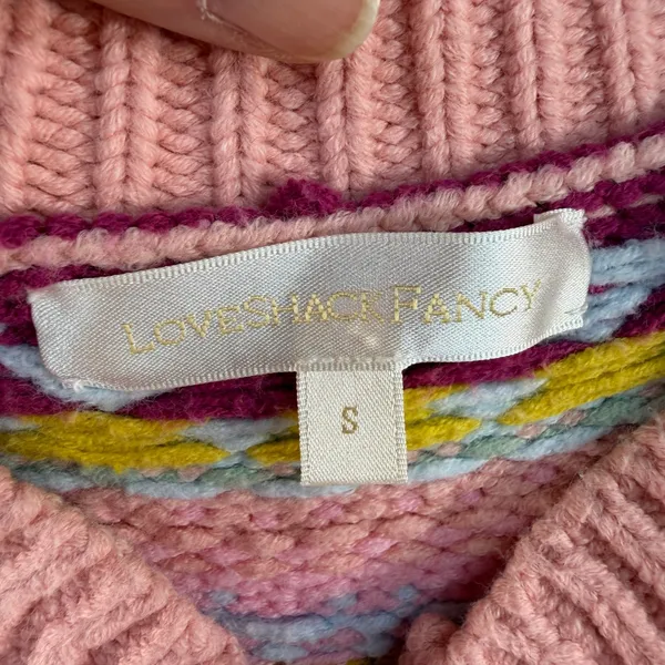 LOVESHACKFANCY S Small Honeypie Boyfriend Cardigan Sweater Pearl Buttons PInk - Image 6