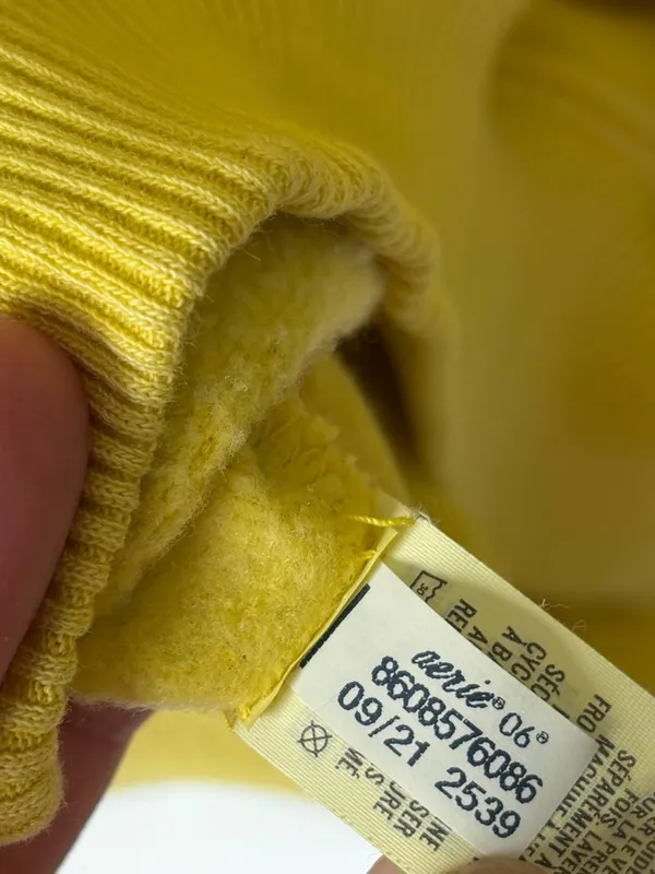 Aerie Yellow Mock Neck Ribbed Pullover Side Pockets Oversized Baggy Loungewear - Image 8