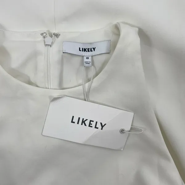 Likely Shayna Ruffle Overlay Cocktail Dress Knee Length White Size 10 - Image 11