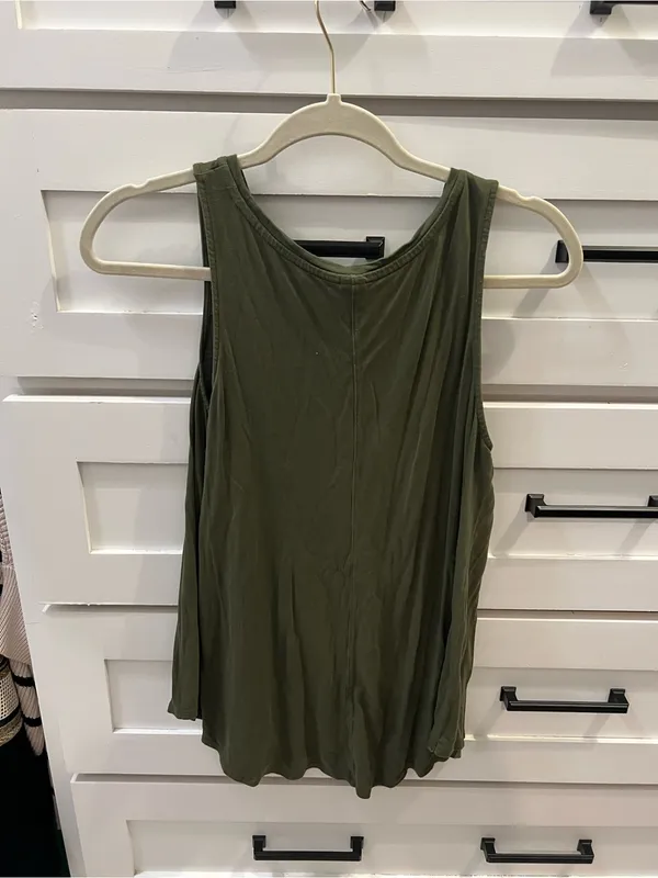 Old navy Olive Green Sleeveless Tank Top with metallic Cactus - Image 3
