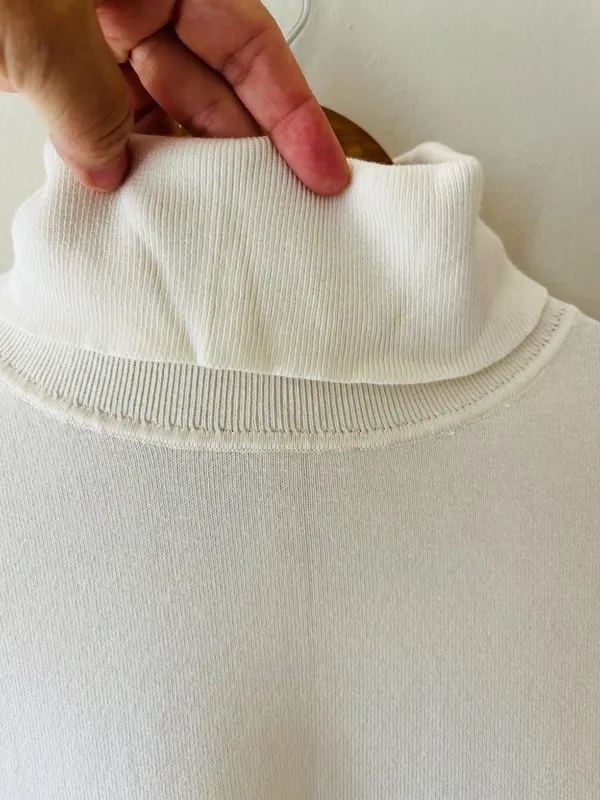 Talbots‎ Sz M Pullover Cream Long Sleeve Knit Turtleneck Blouse Top - Image 2