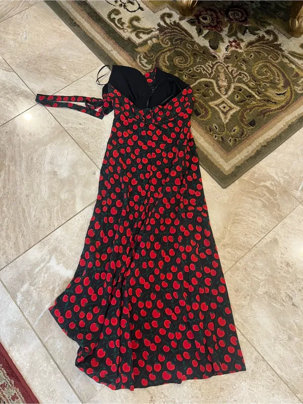 STAUD Lucca Midi Dress with Red Tomato Print - Image 3