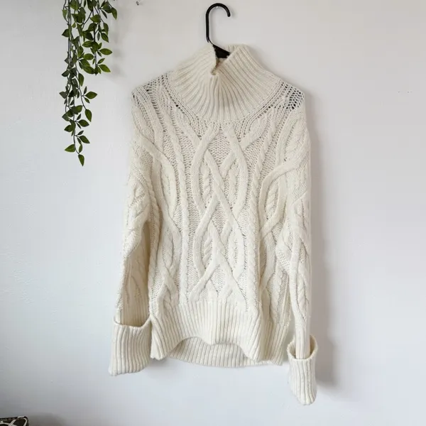 Citizens of Humanity Zola Aran Cable-Knit Chunky Turtleneck Sweater Sz XS/S - Image 2