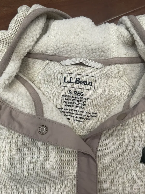 NWOT L.L. BEAN Block Colored fleece with hood size small - Image 4