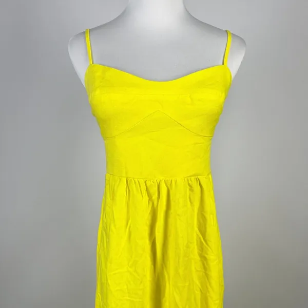 NWD Farm Rio Linen Blend Yellow Sleeveless Midi Dress Size M - Image 4