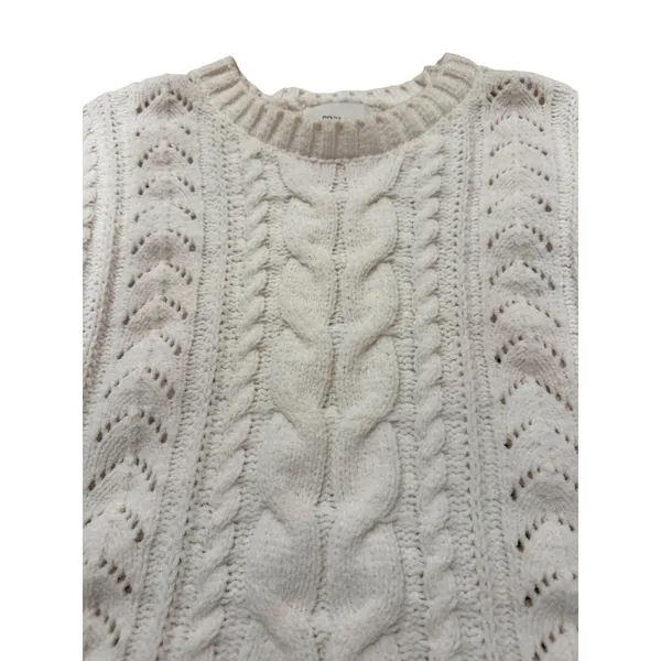 Pink Rose Cream Cable Knit‎ Cropped Sweater – Size M - Image 5