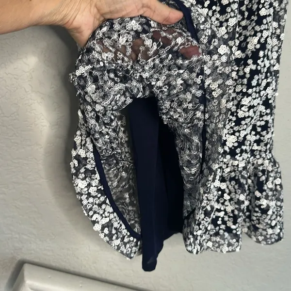 Michael Kors Floral Sequin Ruffle Hem Dress Short Cocktail Party Wedding Small - Image 6