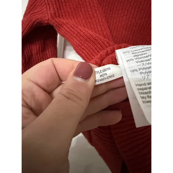 Madewell Womens Ribbed Pocket‎ Crewneck Sweater Rust Red J8782 Medium - Image 7