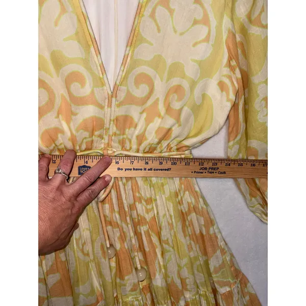 Alexis Capri Yellow Orange Abstract V-Neck Mini Dress $598 flowy coquette XS - Image 5