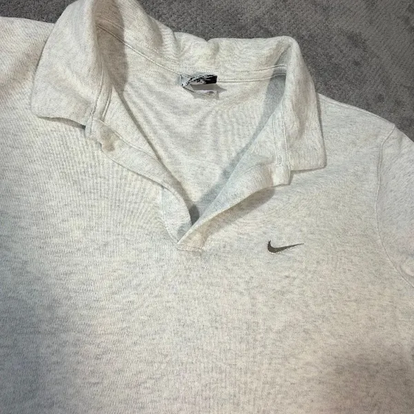 Nike Sportswear Essential Size XL Short-Sleeve Cropped Polo Heather Gray Swoosh - Image 3