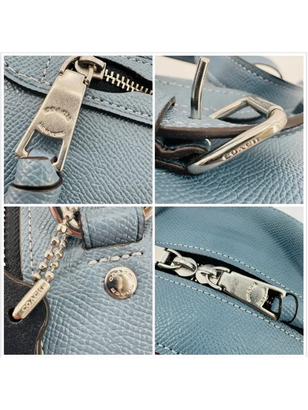 Coach CB872 Jordyn Backpack Crossgrain Leather Varsity Stripe Indigo - Image 14