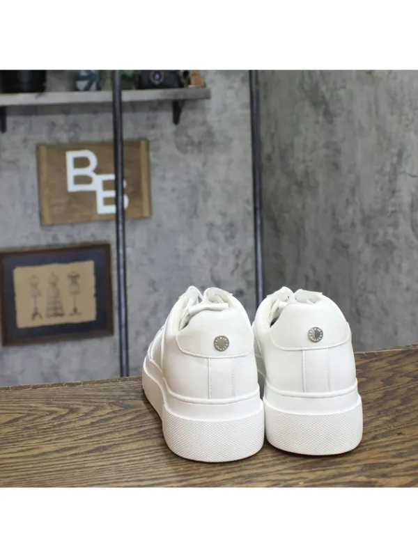 NEW Steve Madden Womens Faux Leather Lifestyle Casual Low Top Sneakers White 9M - Image 4